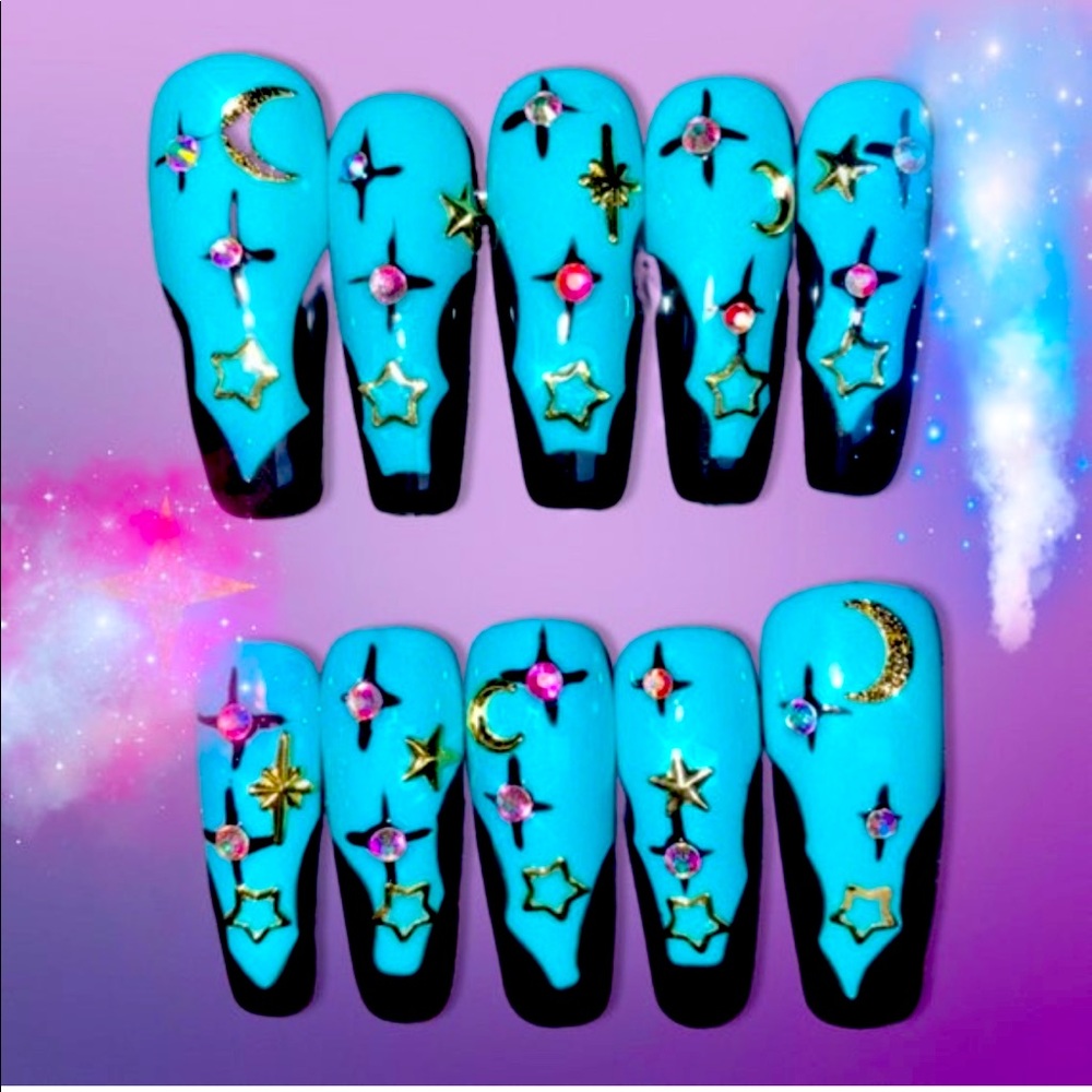Moonlight press on acrylic nails
